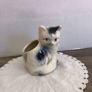 Vtg Ceramic Cat Planter